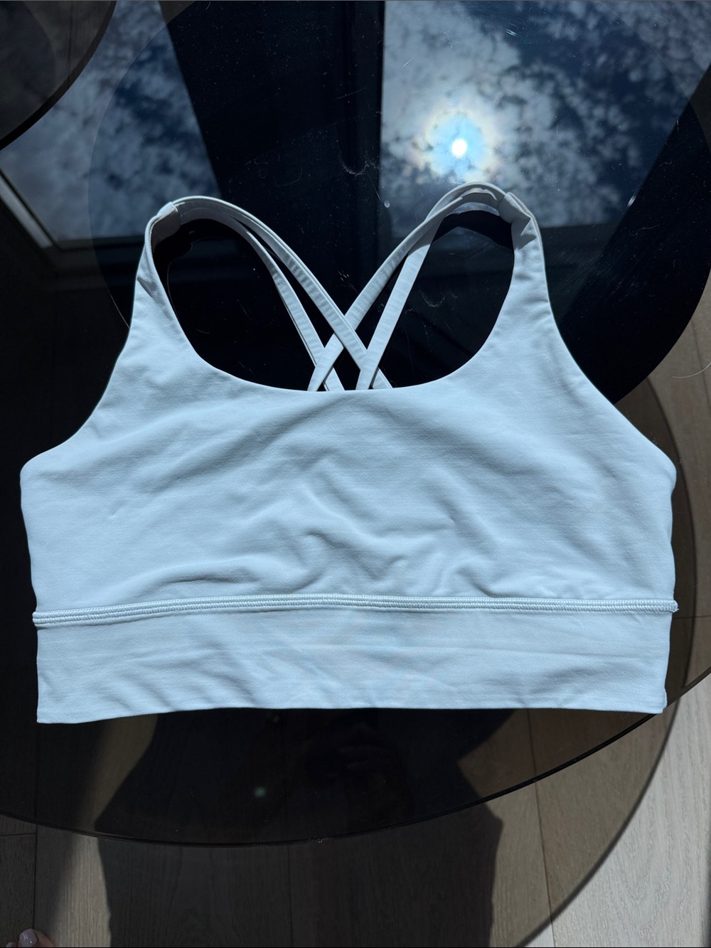 lululemon athletica white cross-back sports bra